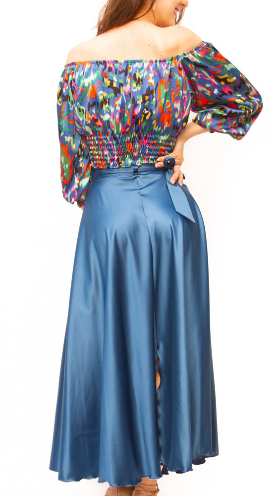 SKIRT - Flare Wrap Maxi (Satin)