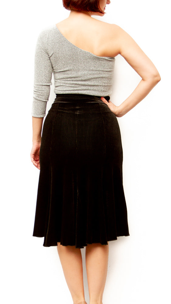 SKIRT - 7-Part Skirt with Front Slit (Velvet)