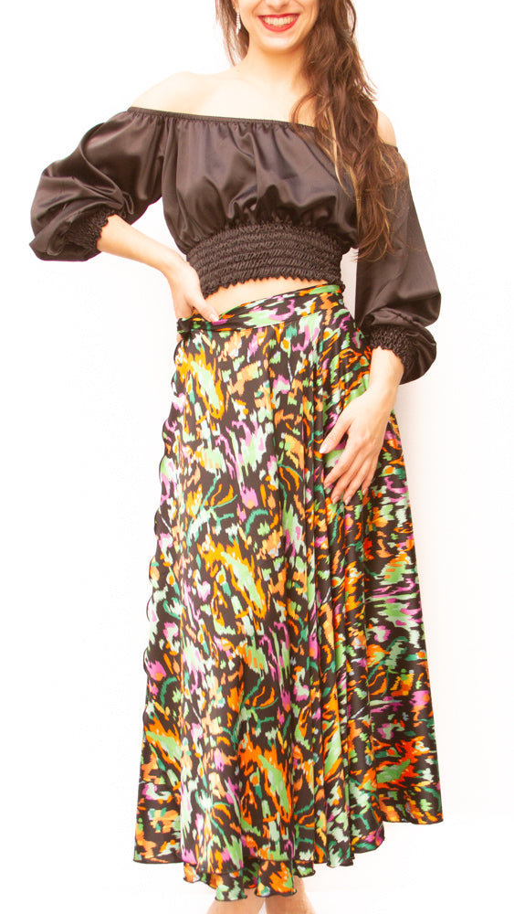 SKIRT - Flare Wrap Maxi (Satin)